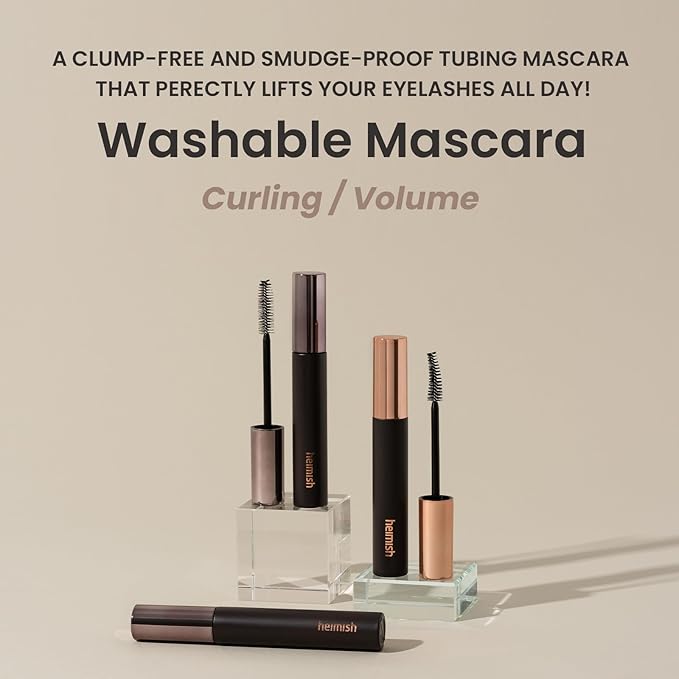HEIMISH Dailism Smudge Stop Mascara 0.32oz/9g - Curling & Lengthening, Long-lasting, Waterproof, Smudge-proof, Non-Clumping, Washable Cleansing Korean Mascara - Black Curling