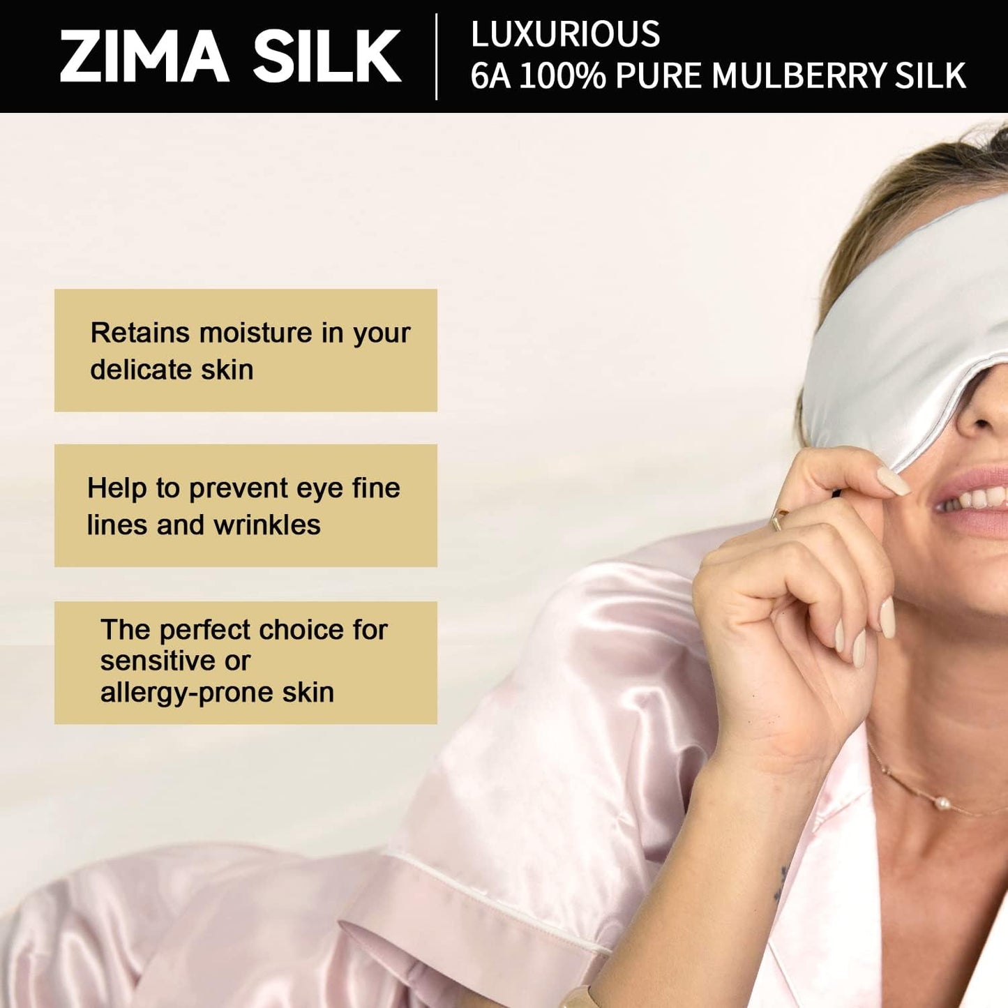 ZIMASILK Adjustable 22 Momme 100% Pure Mulberry Silk Sleep Mask, 3D Contoured Cup Eye Mask for Sleeping, Super Soft Breathable Blindfold, Perfect Blocks Light for Sleeping. (Pink)