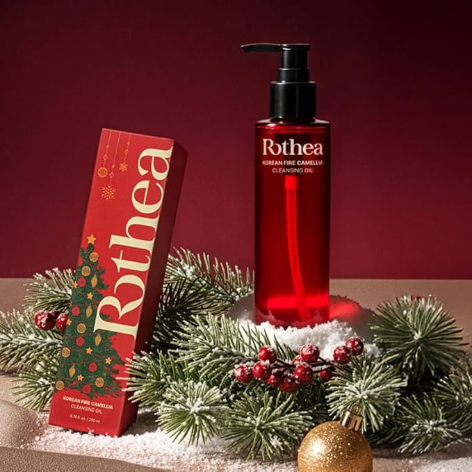 Rothea Holiday Edition - Korean Fire Camellia Cleansing Oil – Gentle Oil Cleanser for Face & Makeup, Blackhead Remover, Korean Skin Care, 6.76 fl oz / 200ml