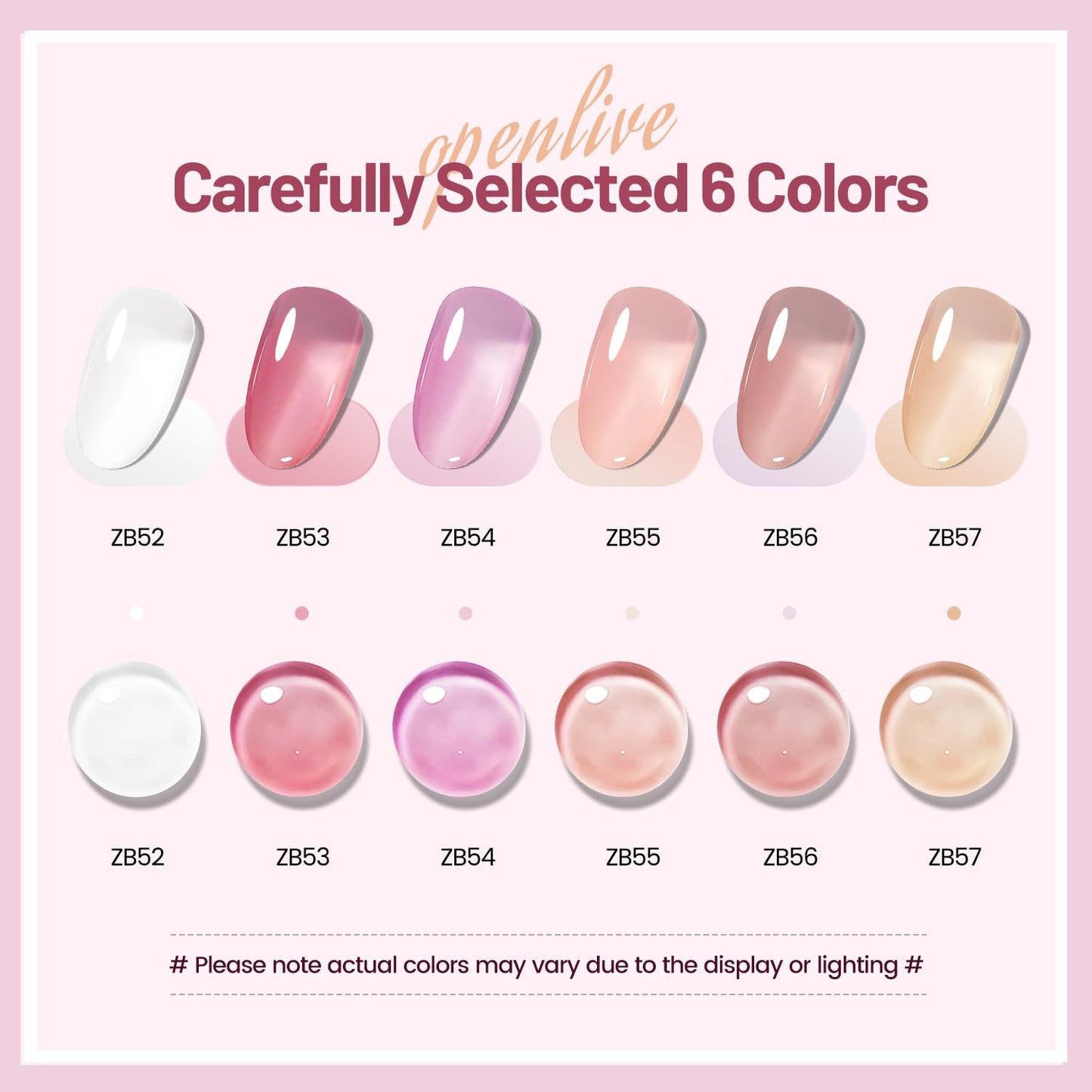 Jelly Nail Polish Set 6 Colors White Pale Red Soft Pink Natural Nude Pale Purple Fresh Pink Purple All Seasons Neutral Color Quick Dry Nail Polish Set for Women Salon DIY Nail Art