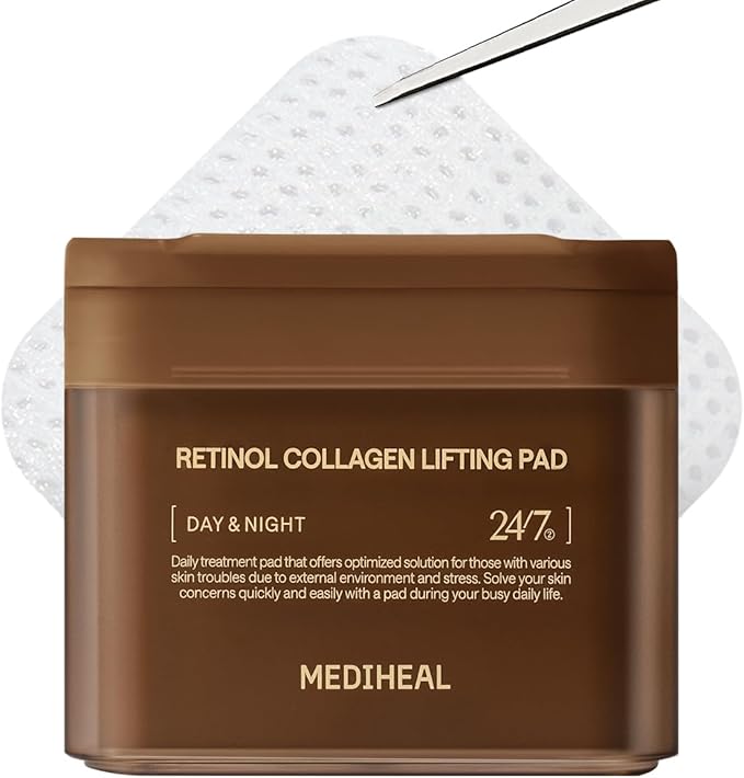MEDIHEAL Toner Pads [Retinol] - Collagen Lifting Pad for Skin Rejuvenation & Firming - Lifting Pads for Enhancing Skin Texture - Vegan Stretchable Lifting Fabric (100 Count)