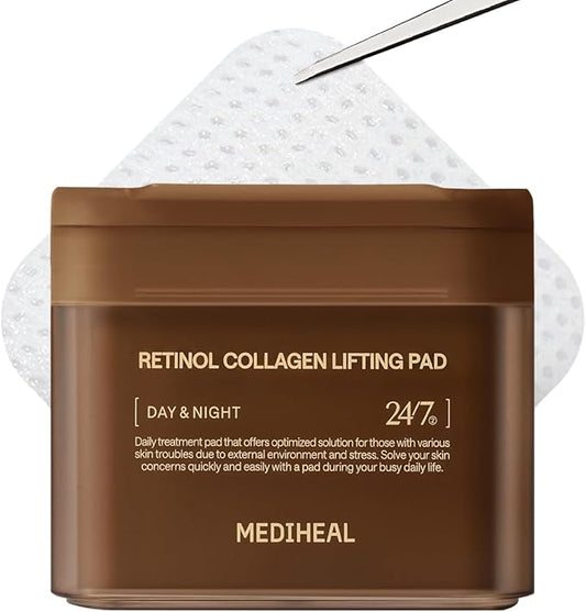 MEDIHEAL Toner Pads [Retinol] - Collagen Lifting Pad for Skin Rejuvenation & Firming - Lifting Pads for Enhancing Skin Texture - Vegan Stretchable Lifting Fabric (100 Count)