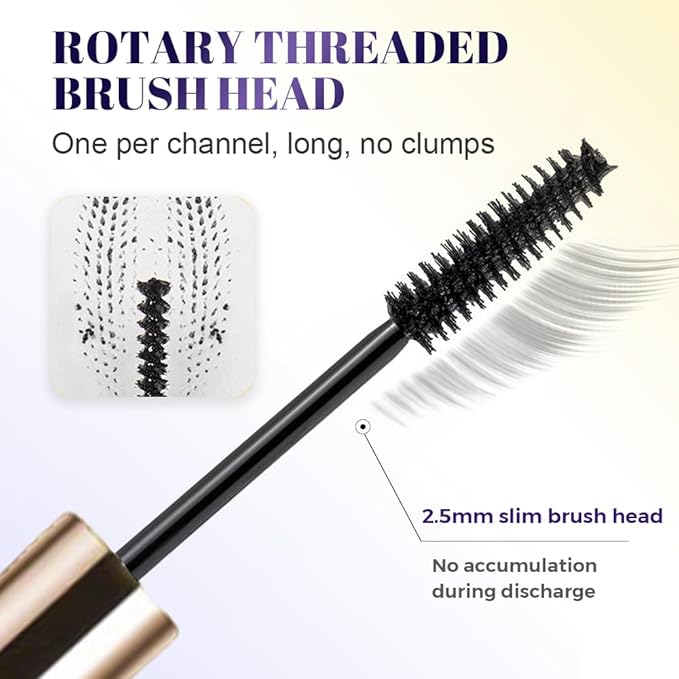 Ultra-Fine Lengthening Waterproof Quick-Dry Mascara, 2026 New Iron Wand Mascara, Waterproof Metal Wand Mascaras, Long-lasting 3D Curling Eyelash, Smudge Proof and No Flaking (Black)