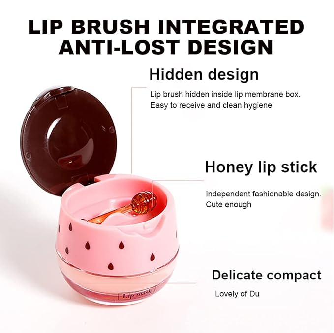 Fruit Lip Mask Set with Honey & Vitamin E, Moisturizing Overnight Treatment, Effective Reduces Lip Lines Prevention Dry and Cracked (9 Flavors)