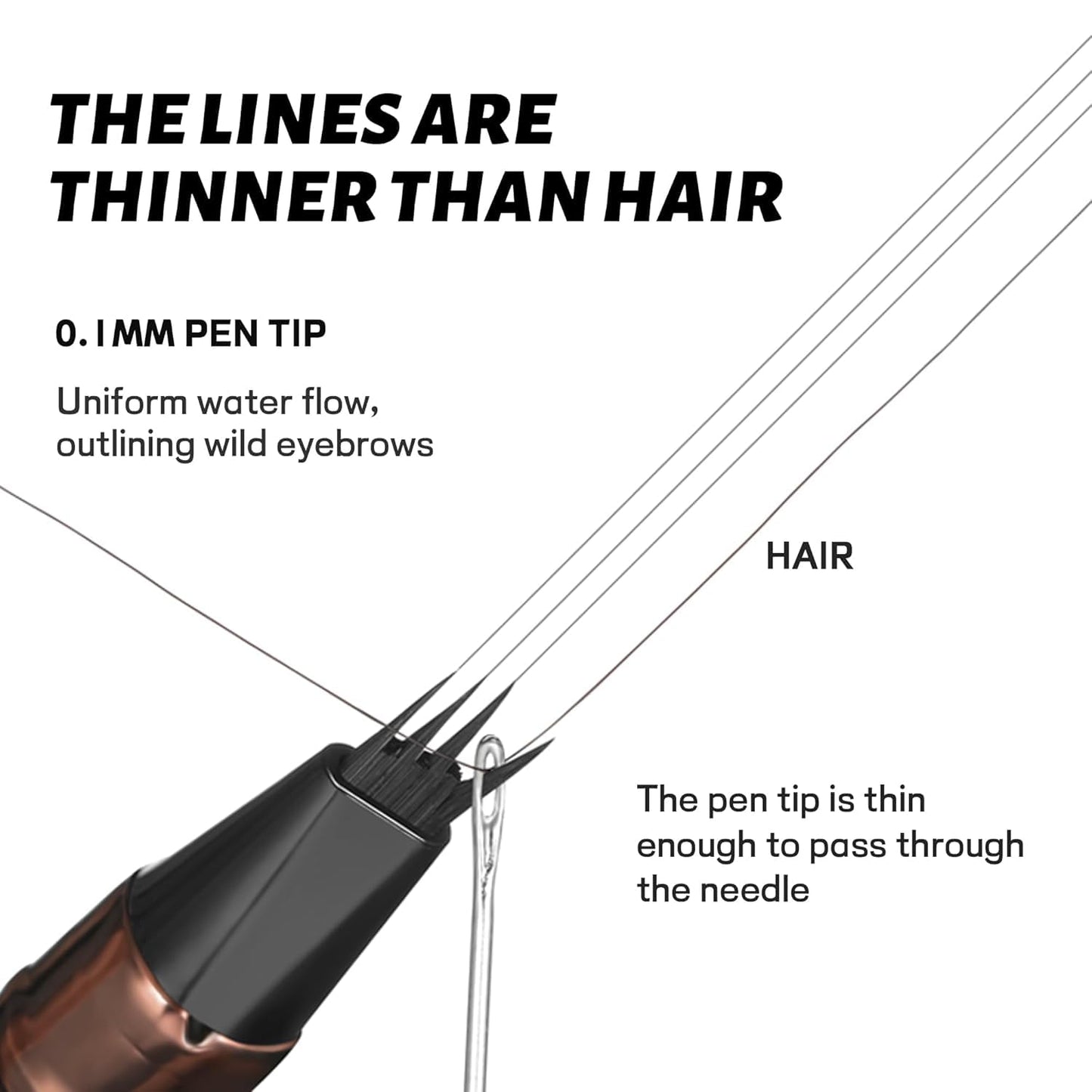 2 Pack Eyebrow Pen, Waterproof Microblading Eyebrow Pencil, 4 Tip Precise Eye Brow Makeup Pen for Women to Effortlessly Create Hair Like Natural Brows, Non Dry Out and Last All Day (Black Brown)