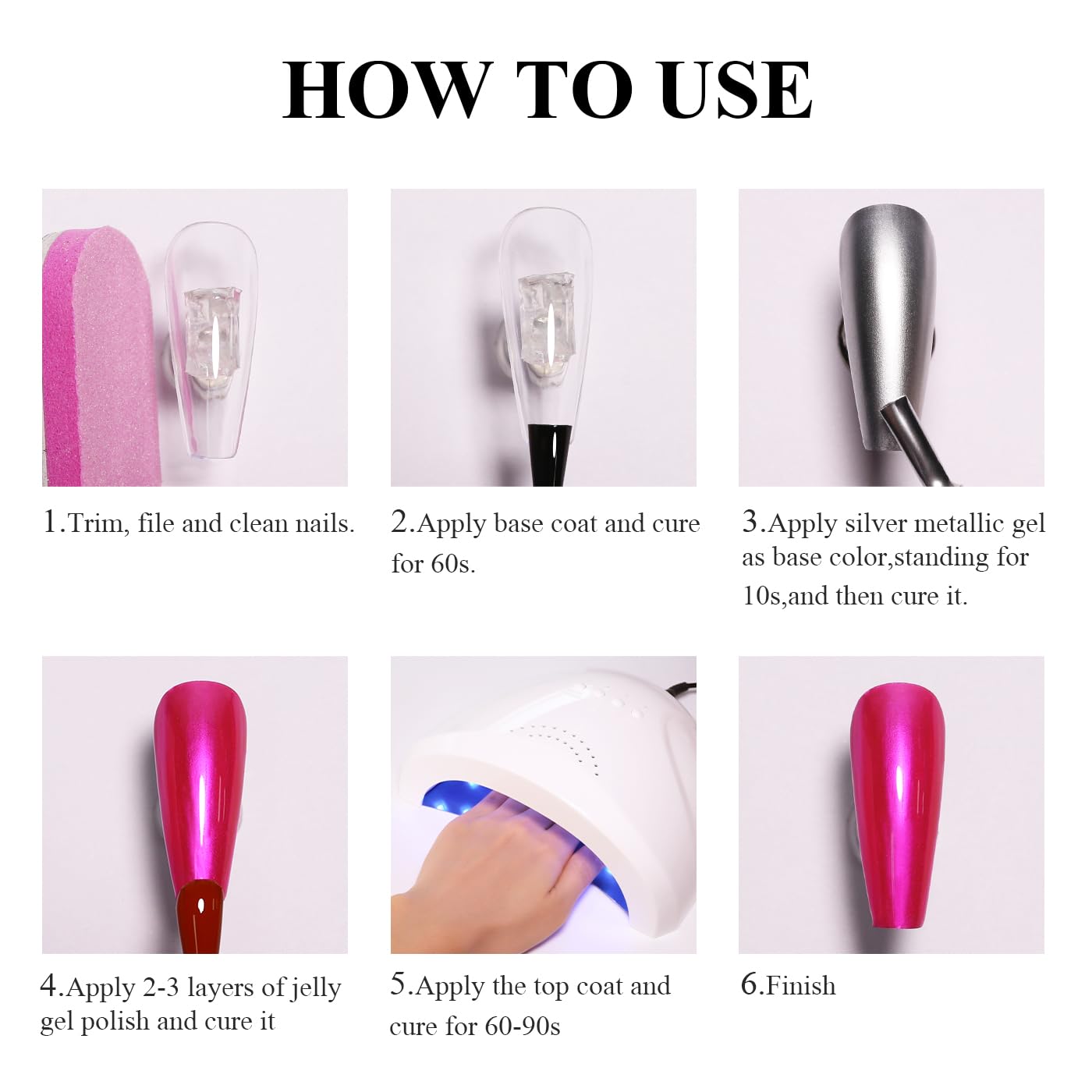 Imtiti Metallic Gel Nail Polish Set, 2 Pcs 10ml Chrome Mirror Shine GEl POlish & Sky Blue Jelly GEL Soak Off UV LED Spring Summer Art Manicure Salon DIY Design Kit