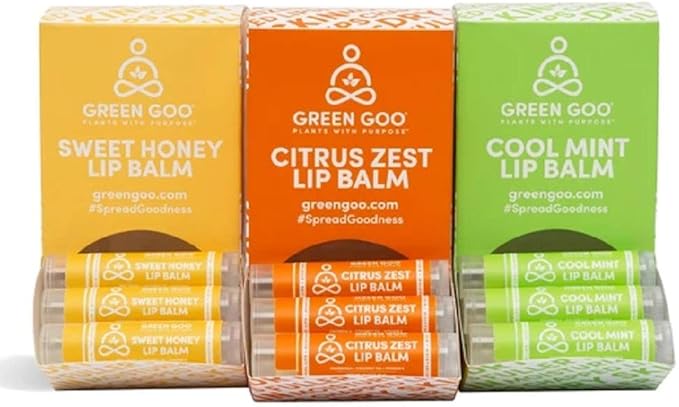 Green Goo All-Natural Lip Balm, Sweet Honey, 0.15-ounce Stick, 4-pack
