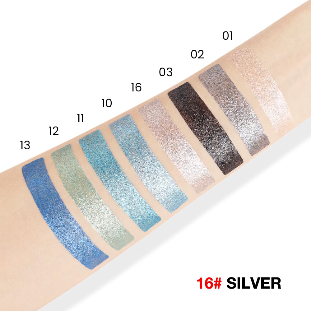 evpct Silver Shimmer Cream Eye Shadow Brightener Sticks Set for Eyes, Silver Shimmery Matte Pencil Eye shadow Applicator Stick Pen Palette Makeup Waterproof sombras en crema para ojos 16#