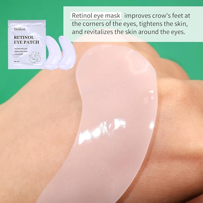 Under Eye Patches For Puffy Eyes and Dark Circles Wrinkle,30 Pairs Face Masks SkinCare With Retinol Serum,Aloe Vera,Rose Betaine