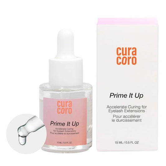 Curacoro Eyelash Extension Primer 15 ML - Increase Adhesive Bonding Power | Easily Removes Proteins and Oils/Oil Free/Longer Extension Retention (Prime It Up)