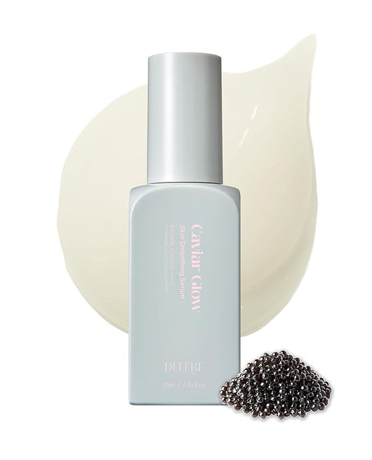 Delere Caviar Glow Smoothing Serum | Caviar Collagen with Niacinamide and Retinol for Face | Korean Serum for Glowing Skin and Radiant Glass Skin, 1.7oz