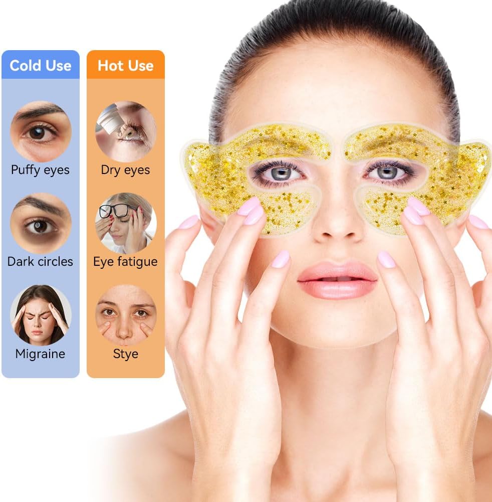 Reusable Eye Patches 6 Pairs, Silicone Under Eye Patches and Gel Eye Pads Cold Warm Eye Compress for Reduce Puffiness Circles Wrinkle Cooling Eye Mask Ice Packs