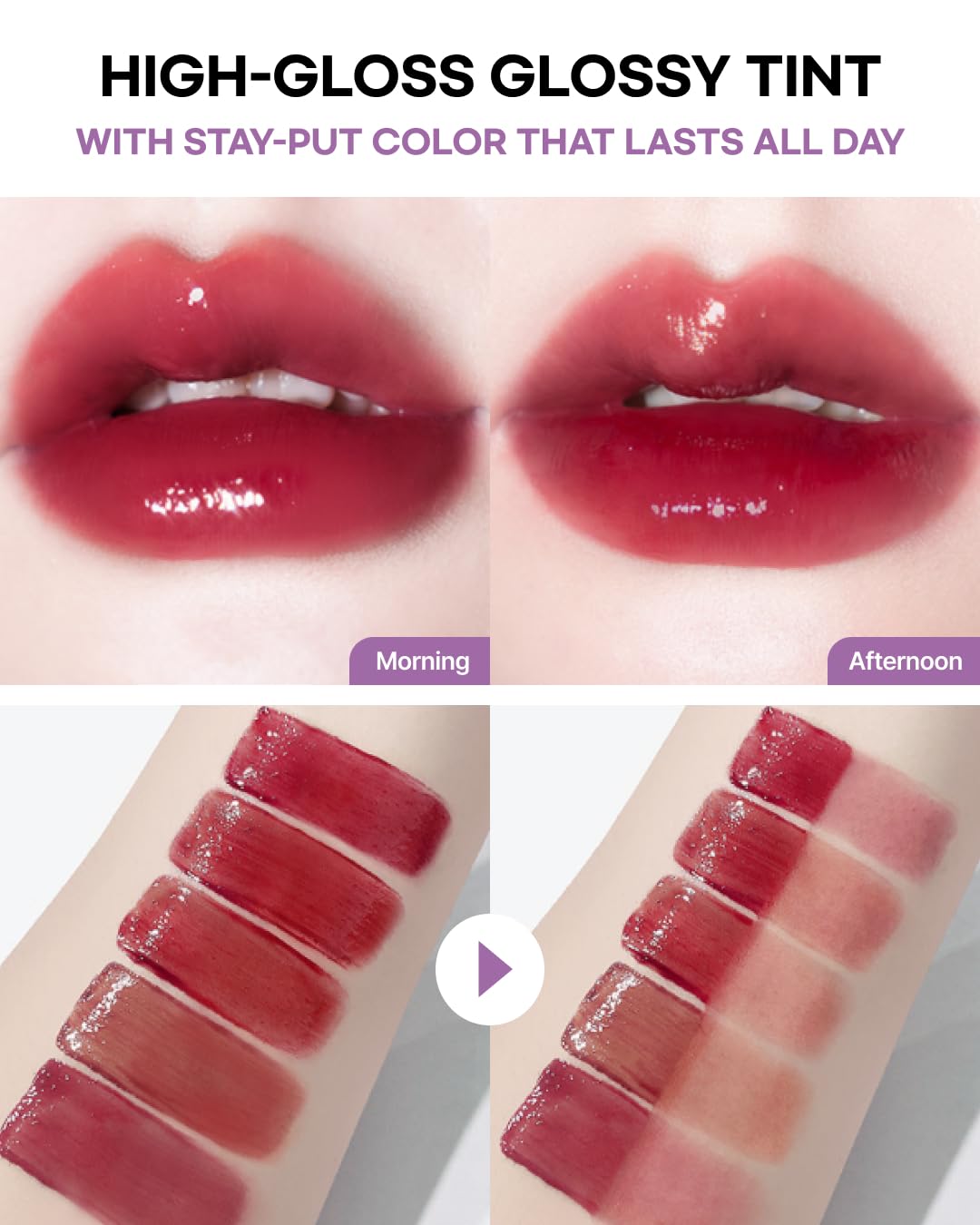 DEARMAY LA PISTE LIP TINT LP02 Fancy 0.14 oz. long lasting lip stain with glossy finish and lightweight texture, non sticky, hydrating formula with no flaking and glassy vivid tint, korean makeup