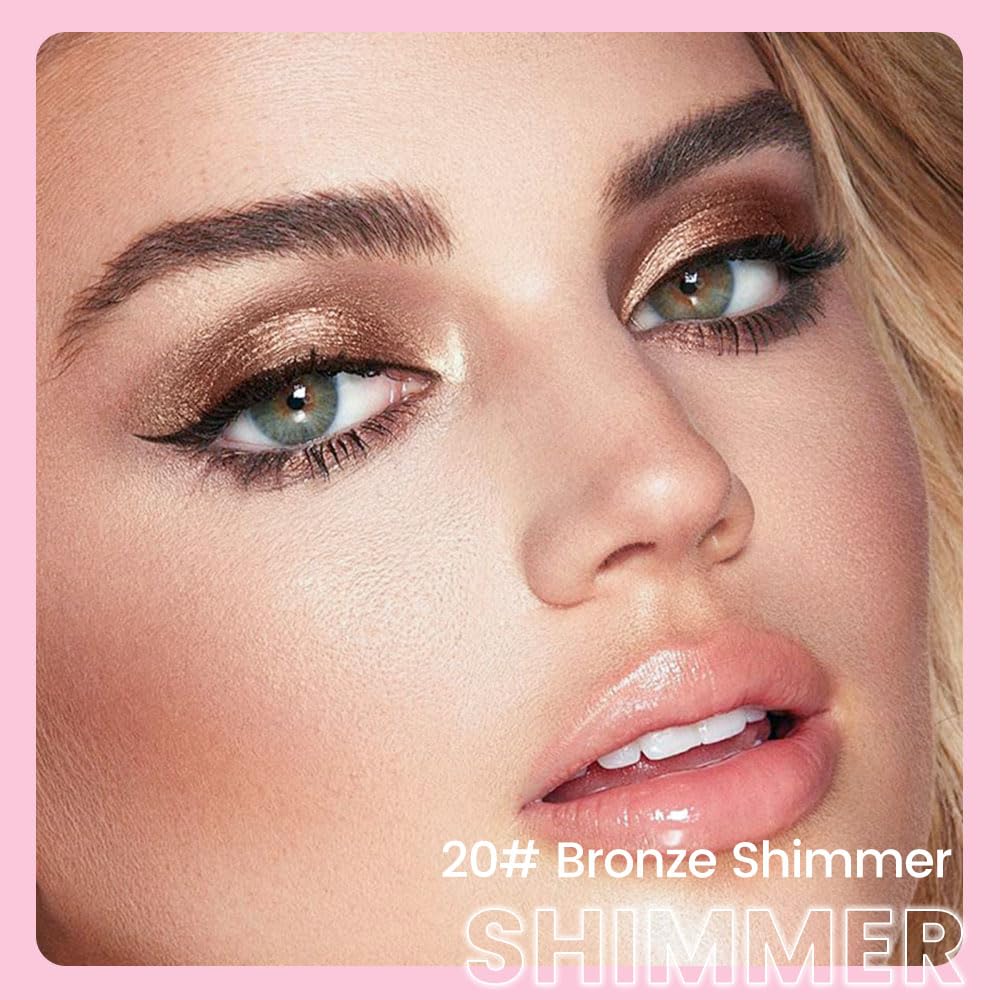 Kaely 2in1 Cream Eye Shadow Brightener Sticks for Eyes, Pencil Eyeshadow Applicator Stick Waterproof Pigmented, Eye Shadow Palette Highlighter Makeup, sombras para ojos, 20 Bronze Shimmer