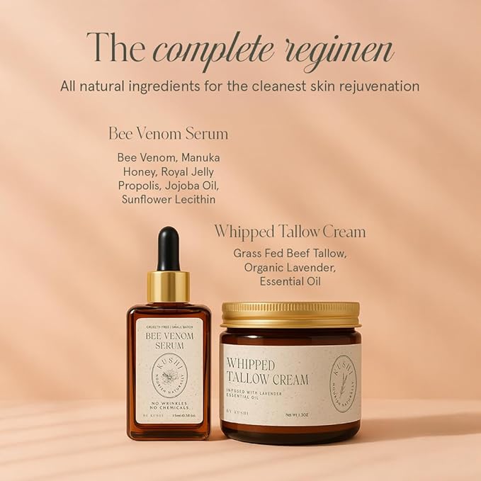 KUSHI Grass-Fed Whipped Tallow Cream Moisturizer for Face & Body – Organic Lavender – Vitamins A, D, E, K – Paraben & Sulfate Free, All-Natural Skin Care – 1.3oz