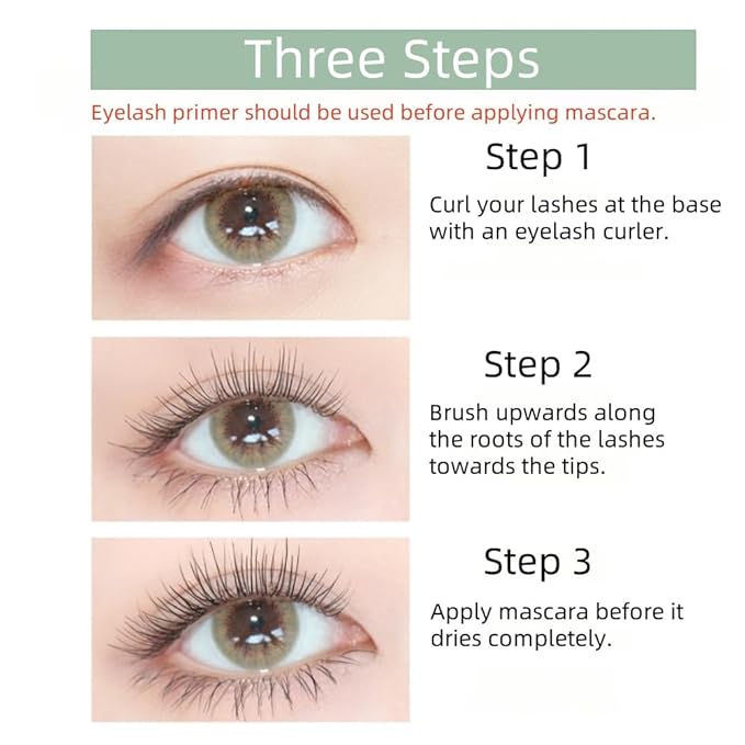 Black Mascara Primer, EyeLash Primer for Mascara with Comb Brush, Volumizing, Lengthening, Natural Look, Long-Lasting Hold, Smudge-Proof, No Clumping, Eye Makeup, Waterproof