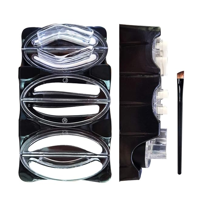 GL-Turelifes 3 Pairs of Seals Eyebrow Stamp with Brow Brush Perfect Eye Brow Power One Second Make Up Nature Brow(Dark Brown)