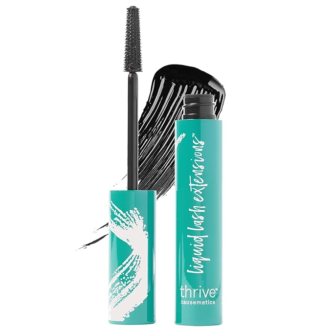Thrive Causemetics Liquid Lash Extensions Mascara, Tubing Thrive Mascara Lengthening, Volumizing & Curling, Smudge Proof, Washable, No Clumping or Flaking, Vegan & Cruelty Free, Brynn (Rich Black)