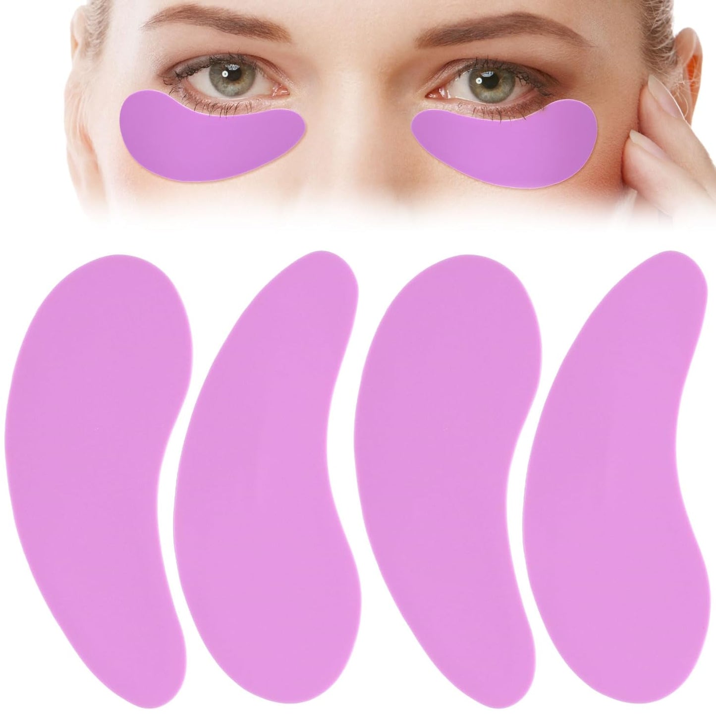 Under Eye Patches 2 Pairs, Silicone Reusable Eye Patches, Under Eye Mask for Skin Care Effect to Reduce Wrinkles and Fine Lines (Purple)