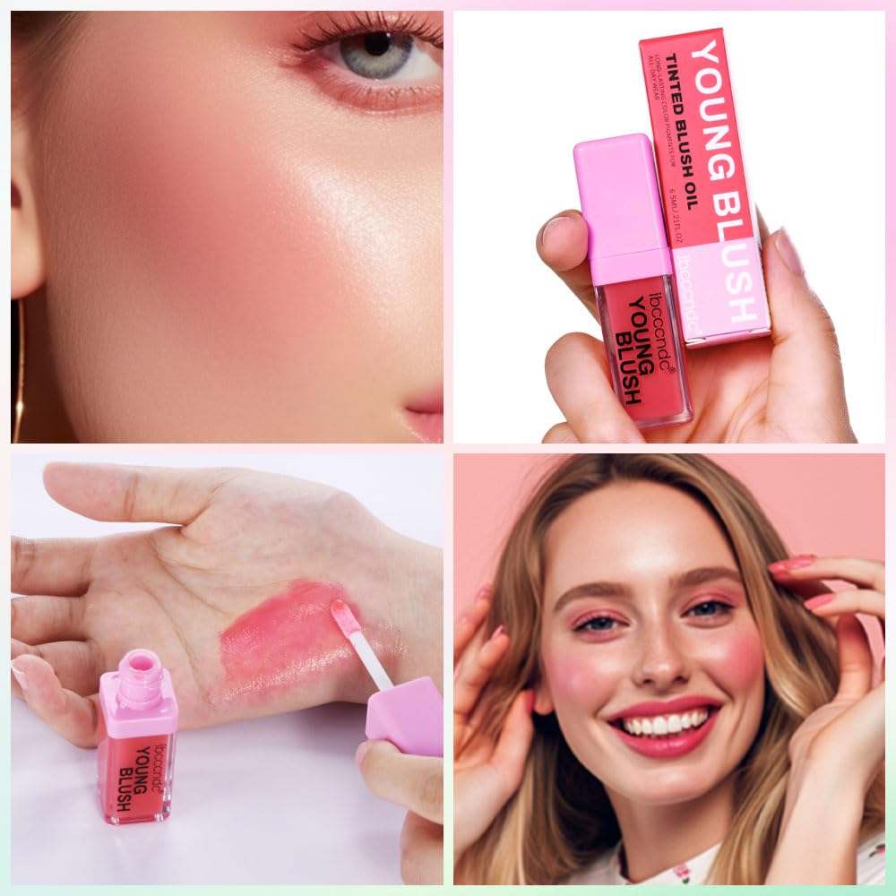 Green Color Changing Blush Oil, Liquid Blush Oil for Cheeks, Reacts To Skin’s Natural pH For Your Instant Perfect Shade, Dewy & Natural Flush Finish, Blendable Formula, For All Skin (#2 Pink)