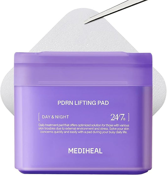 MEDIHEAL Toner Pads [PDRN] - Stretchable Lifting Pads with Squalane and Glutathione for Total Skin Care - Plant Based Rose PDRN - Wrinkle & Pore Care - Vegan Stretchable Lifting Fabric (100 Count)