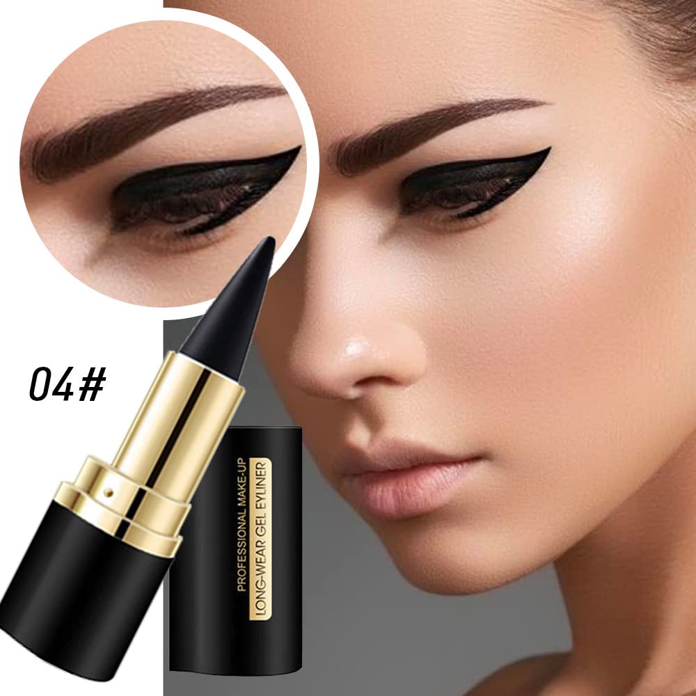 Kaely 2Pcs Gel Eyeliner Pencil, Natural Black Eyeliner Cream for Older Women, Liquid Eye Liner Waterproof Smudge Proof, Smoky Eyeshadow Palette Halloween Makeup, delineador de ojos contra el agua