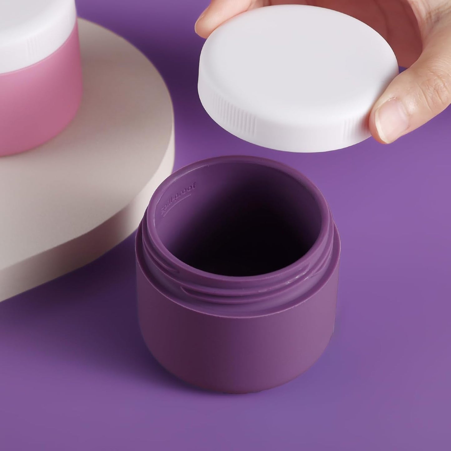 Travel Containers for Toiletries, Silicone Cream Jars BPA-Free, Leak-proof 3oz Travel Size Containers, Portable Size Silicone Jars with Lid for Cosmetic Face Hand Body Cream (4 Pack)