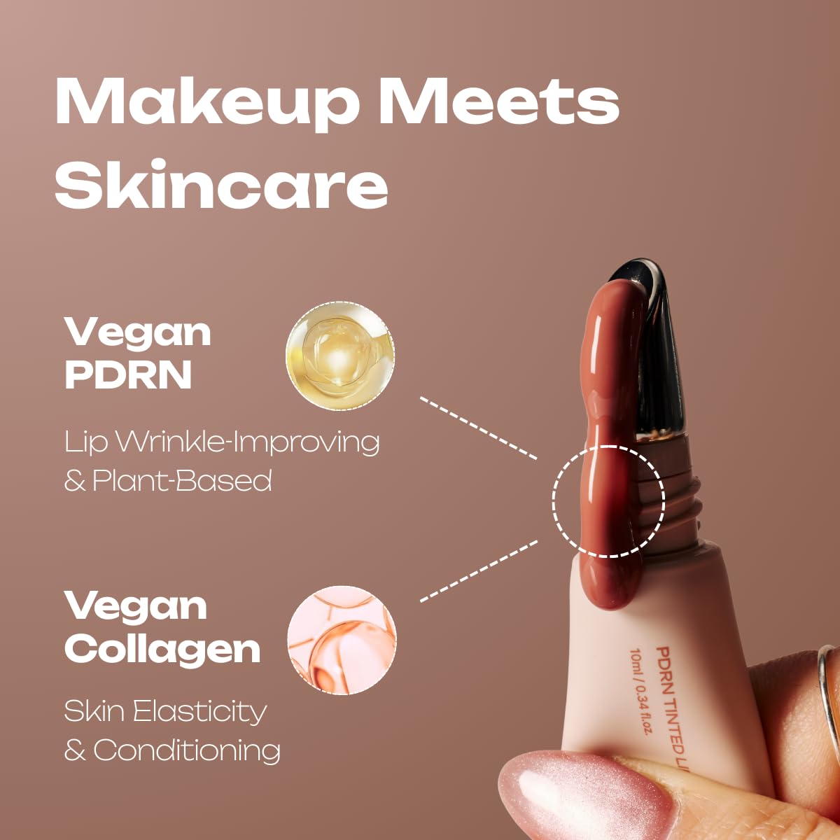 PDRN Tinted Lip Serum – High Gloss Ultra Hydrating Natural Glow, Non-Sticky Volumizing Color Glaze with Long-Lasting Shine, Nourishing Moisturizing Repair for Chapped Lips (0.34 oz) (bikini)