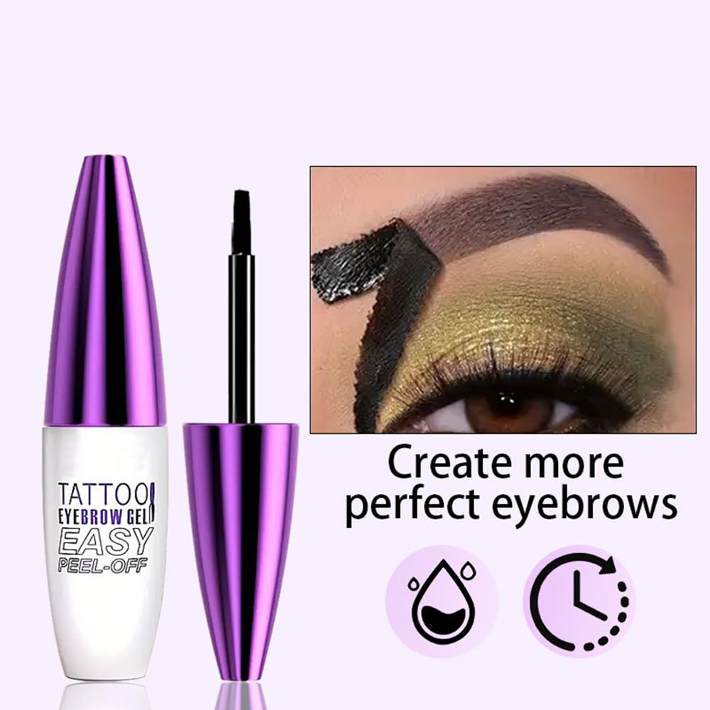 2Pcs Black Peel Off Brow Tint Gel - Waterproof & Sweatproof Tattoo Effect, Transfer-Resistant Multi-Day Wear, All Skin Types Mother’s Day Gift Set