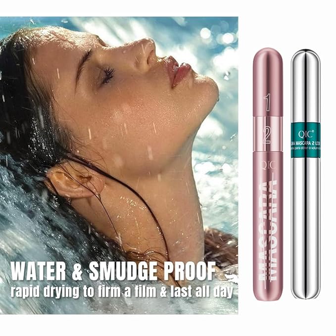 2Pcs 2 Step Lengthening & Volumizing Tubing Mascara, Smudge-Proof, Clump-Free, 2 in 1 Black Mascara For Natural Lengthening And Thickening Effect