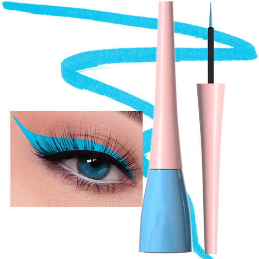 evpct 1Pcs Sky Blue Liquid Eyeliner Waterproof Sky Blue Eye Liners for Women, Eyes Wing Eyeliner Stamps Shapes Colored Eyeliner delineador de ojos a prueba de agua contra el agua blanco para ojos