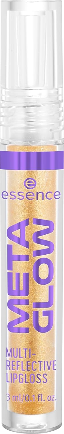 essence | Meta Glow Multi-Reflective Lip Gloss | Iridescent Shimmer, Holographic, Non-Sticky & Comfortable | Vegan & Cruelty Free (04 | Golden Future)
