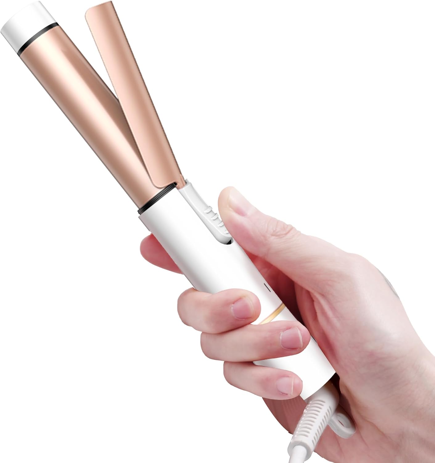 Mini Travel Curling Iron, European Travel Curling Iron Dual Voltage (100V-240V) Mini Size for Short Hair 1 inch, Portable Hair Curler with 30s Fast Heating Constant 180° for International (White)