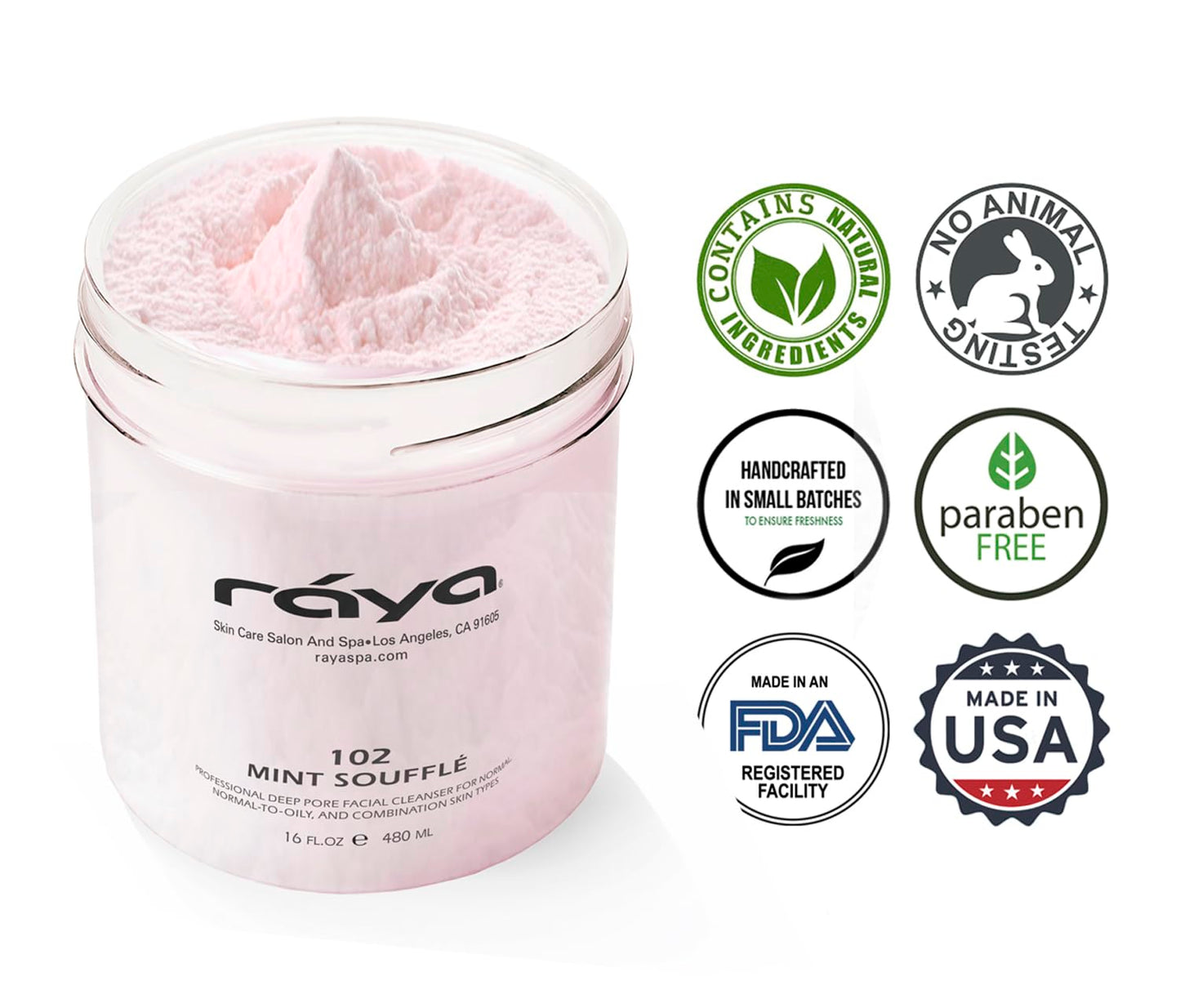 Raya Mint Soufflé Facial Cleanser 16 oz (102) | pH Balanced Face Wash for Oily and Combination Skin| Helps Clear Clogged Pores and Smooth Complexion