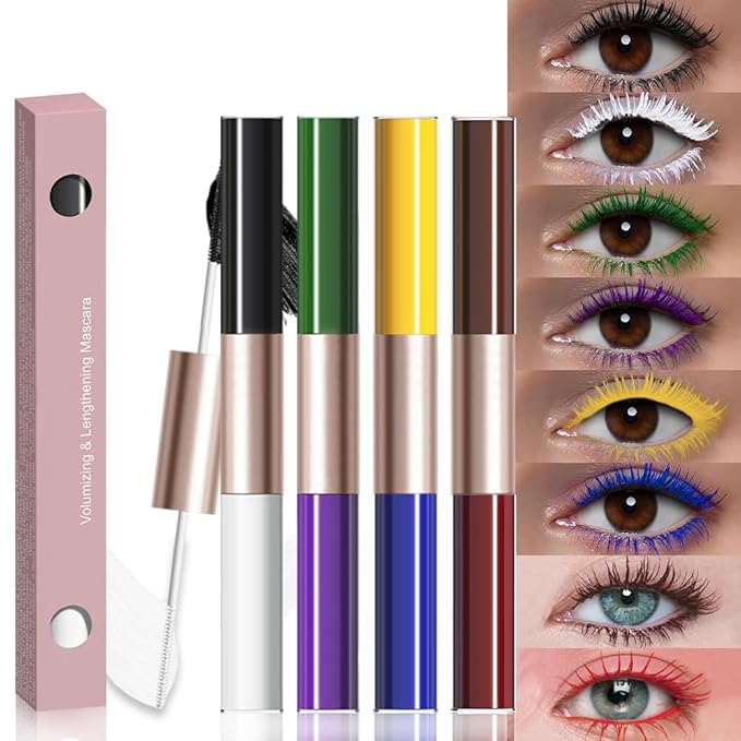 BINGBRUSH Colored Mascara-Smudge-Proof, Long-Lasting, Volumizing & Lengthening,Vibrant,Waterproof Eye Makeup for Party & Daily Looks (01#&02#&03&04, 1 Count (Pack of 1))