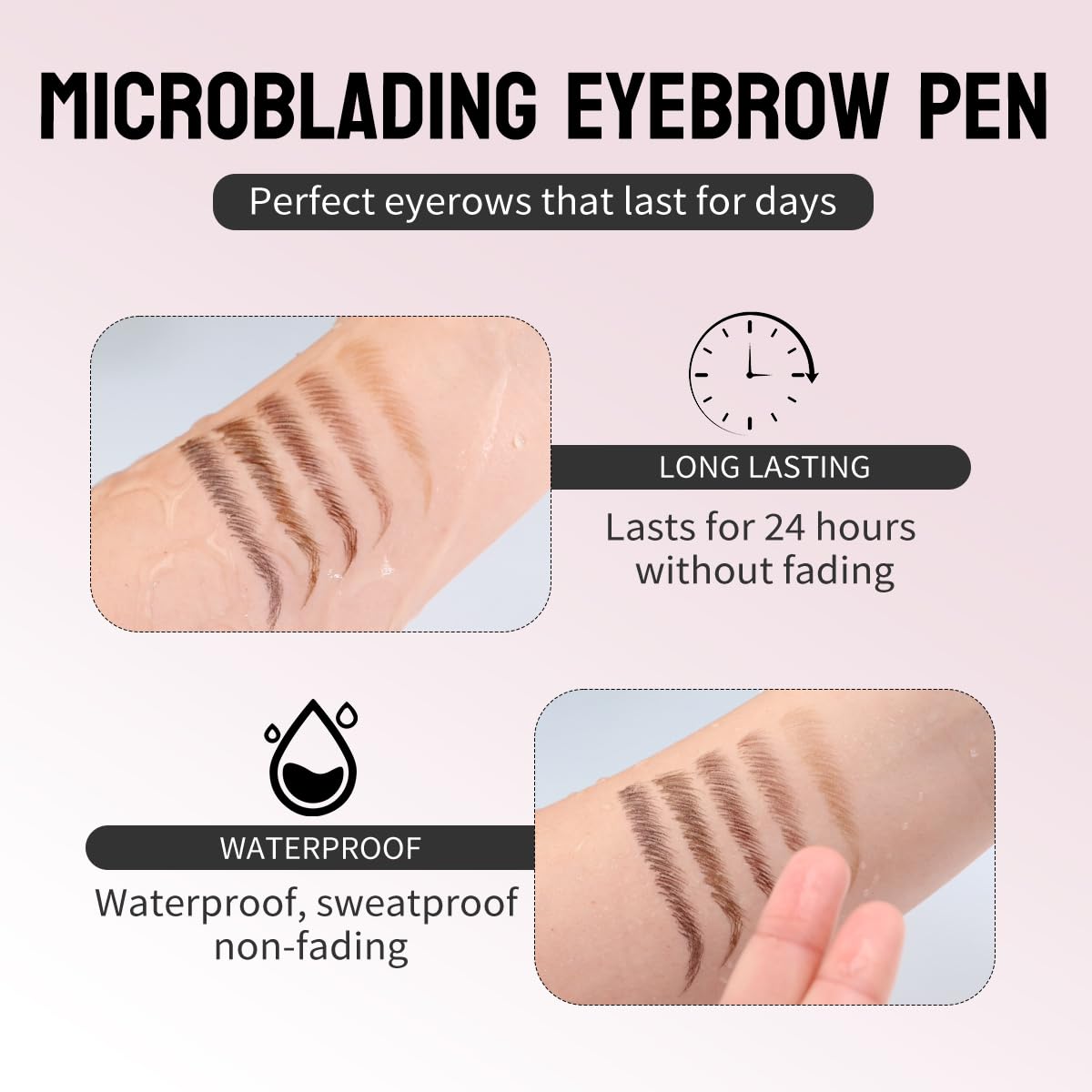 2 Pack Microblading Eyebrow Pencils for Women,2-in-1 Dual-Ended Eye Brow Pen with 2-Fork-Tip and Precise Brush-Tip, Waterproof Long Lasting Eyebrow Pen for Natural Hair-Like Brows(Dark Brown*2)