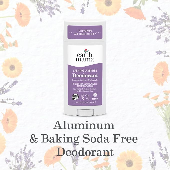 Earth Mama Calming Lavender Deodorant | Safe for Sensitive Skin, Pregnancy and Breastfeeding, Contains Organic Lavender, Calendula and Coconut Oil, No Baking Soda or Aluminum, 2.65-Ounce