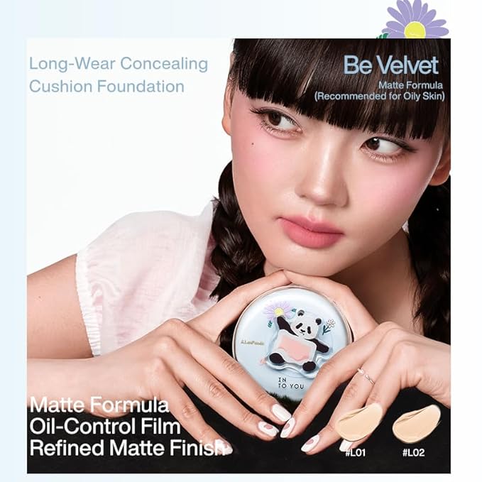 INTO YOU x M.Lan Panda The Color Mixer Set Limited Edition - 7 pieces Makeup Box Sets, Matte Lipstick + Canned Lip Mud + Blush & Highlight Duo + Cushion Foundation + Gift Bundle, L01 Set