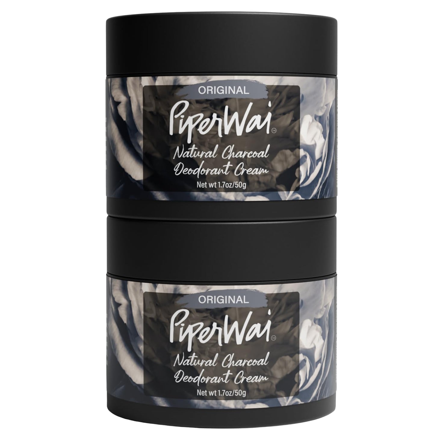PiperWai Natural Deodorant Cream for Women & Men | Aluminum Free with Activated Charcoal & Magnesium | Vegan Shark Tank Product | 2 oz Scented Jar 2-Pack