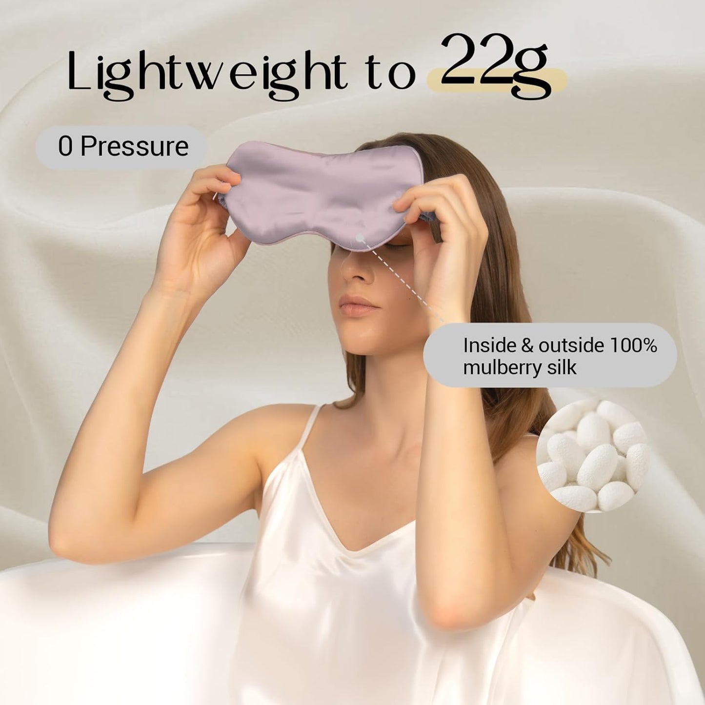 ZIMASILK 100% 22 Momme Pure Mulberry Silk Sleep Mask,Filled with 100% Mulberry Silk,Silk Wrapping Strap- Super Soft & Comfortable Sleep Eye Mask for Sleeping (Light Plum)