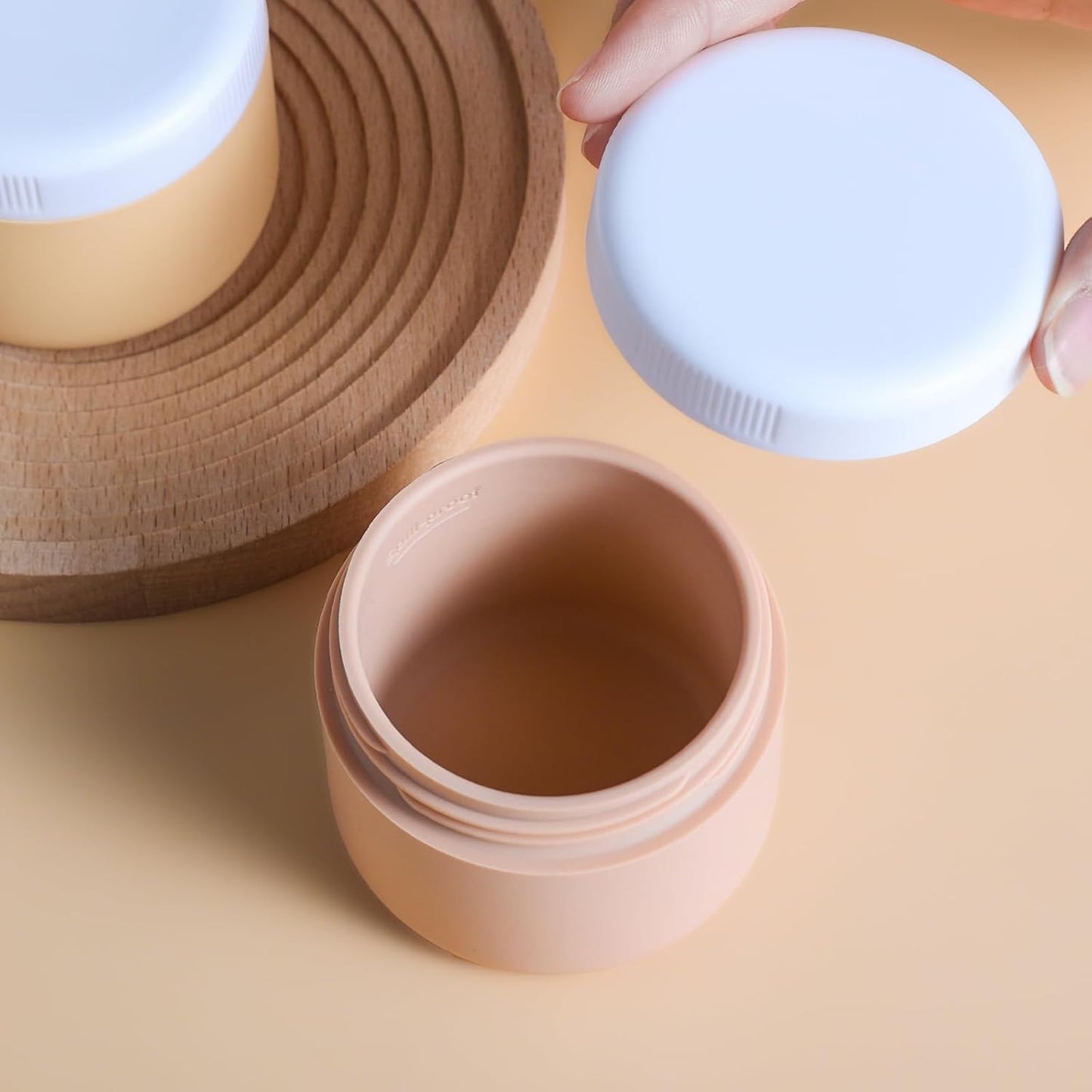 Travel Containers for Toiletries, Silicone Cream Jars BPA-Free, Leak-proof 1.35oz Travel Size Containers, Portable Size Silicone Jars with Lid for Cosmetic Face Hand Body Cream (4 Pack)