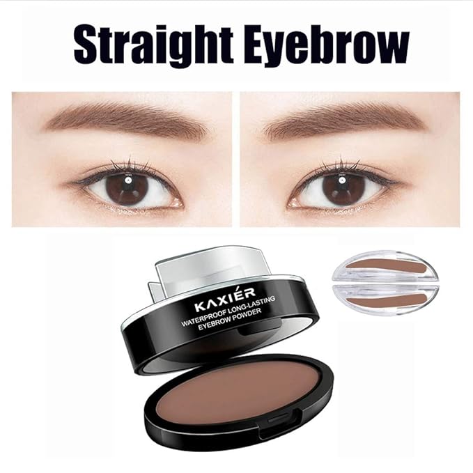 GL-Turelifes 3 Pairs of Seals Eyebrow Stamp with Brow Brush Perfect Eye Brow Power One Second Make Up Nature Brow(Dark Brown)