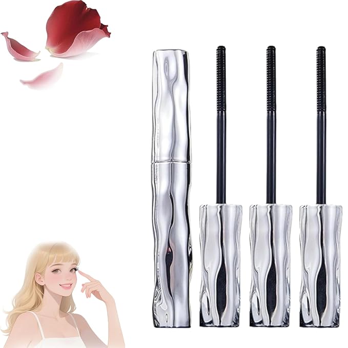 Steel Pipe Eyelash Primer, 3D Curling Eyelash IronMascara, Metal Wand MascaraWaterproof, Iron WandMascara Brushless, Non-Clumping, Washable (3)
