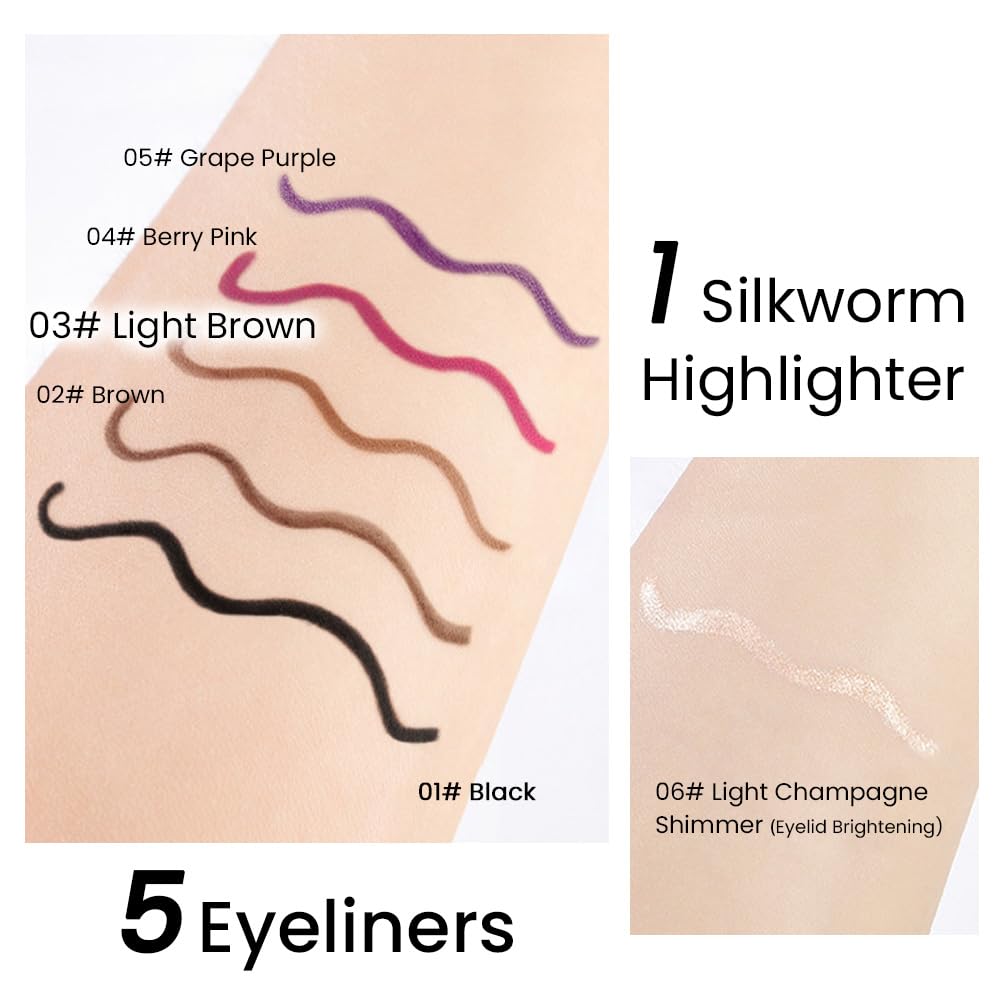 Kaely 1.5mm Light Brown Eyeliner Pencil, Gel Eye Liner Waterproof Smudge Proof, Long Lasting 16 Hour Wear, Vegan & Cruelty Free, 03