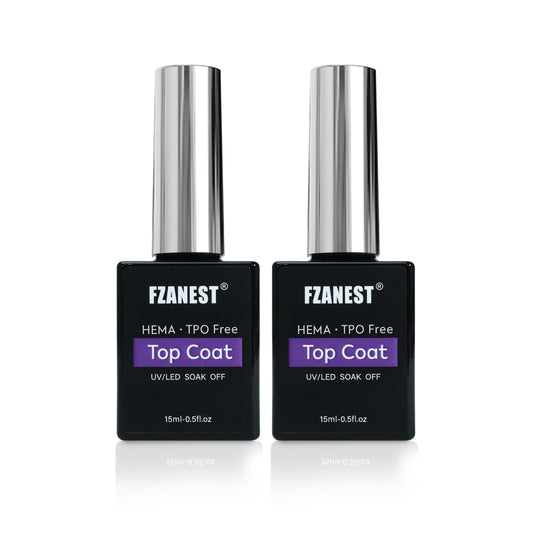 FZANEST Gel Top Coat HEMA-Free, No Wipe Top Coat Nail Polish Smooth High Shine Gel Finish Soak Off UV LED