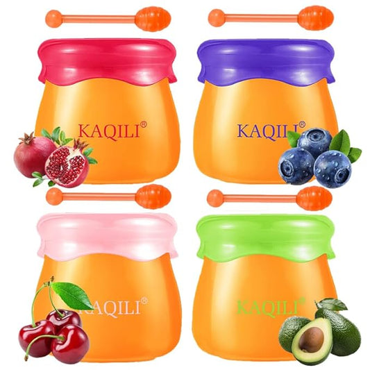 Honey Lip Balm Pot, Propolis Lip Mask, Strawberry Hydrating Propolis Lip Sleeping Mask, Prevent Dry&Cracked, Lip Repair Nourishes the Lip Skin (strawberry & blueberry & peach & avocado)