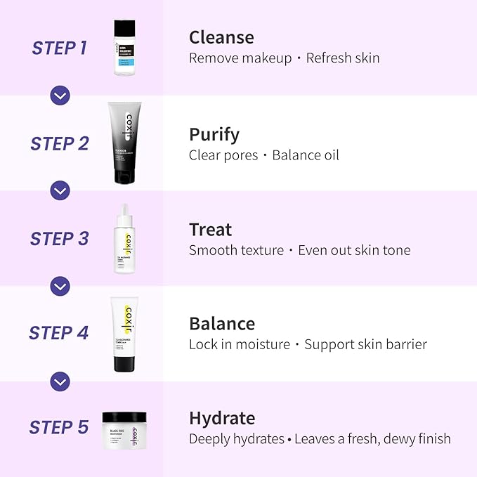 [Christmas Gift Set]coxir K-Beauty Seoul Glow Set – 5-Step Korean Skincare Routine with TXA & Black Rice – Cleansing oil, Mask Cleanser, Ampoule, Balm & Moisturizer,korean skincare,Holiday Gift