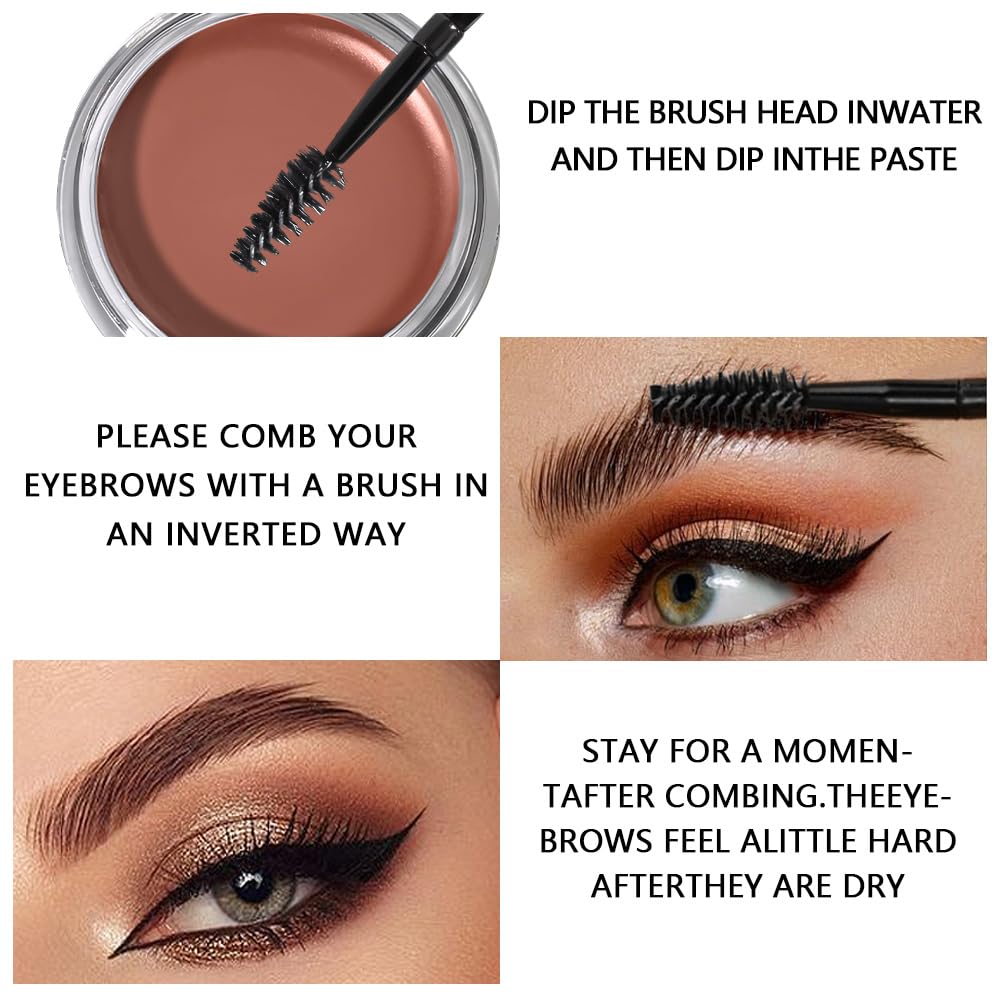 Brow Kit, Eyebrow Pomade,Eye Brow Contour Palette with Double-ended Eyebrow Brush, Full Defined Natural Brows, Long-Lasting Waterproof,03