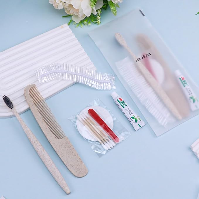 Hygiene Kit, Hygiene Kit Bulk, Travel Hygiene Kit With Toothbrush, Toothpaste, Care Package, Comb, Shower Cap, Individually Packed, Suitable For Hotel, Home, Camping, Travel (50-PACK)