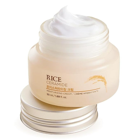 The Face Shop Rice Ceramide Cream, Hydrating Face Moisturizer, for Dry & Combination Skin, Lightweight, Fast-absorbing, 1.69 fl. oz.